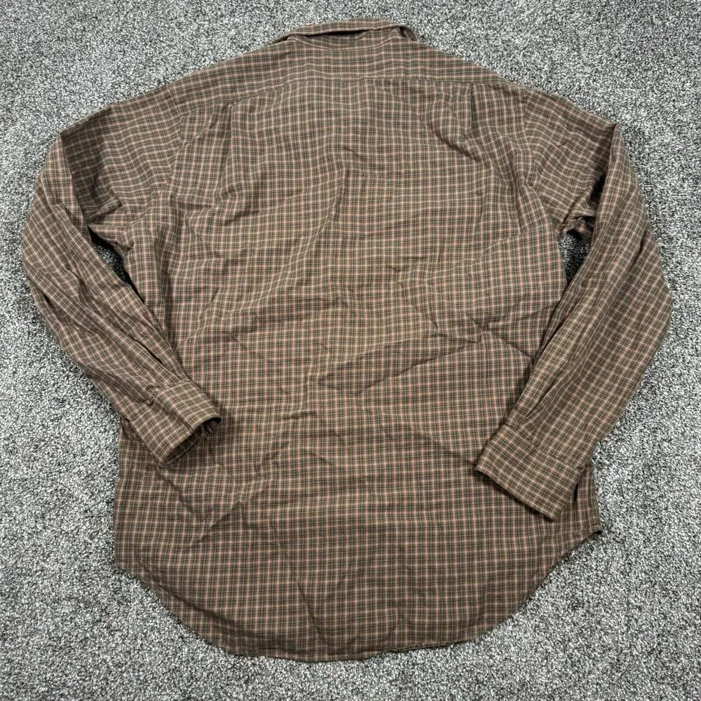 Polo Ralph Lauren Stanton Men's Large Brown Plaid‎ Long Sleeve Button Shirt
